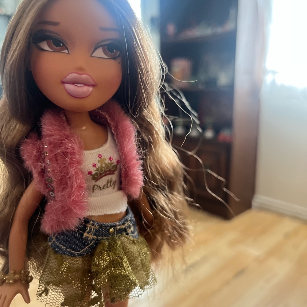 Fashion Doll with Pink Vest and Denim Skirt (brats doll)